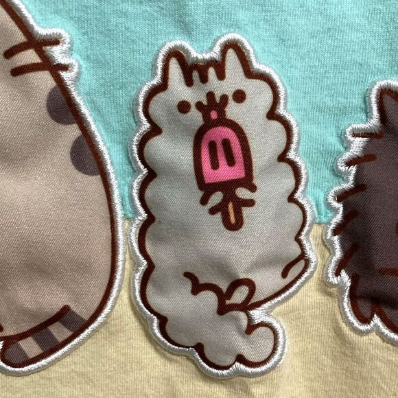 PUSHEEN Tank Top Sleeveless Teal Yellow Cat Applique Beach Print  Womens XL - Picture 7 of 13